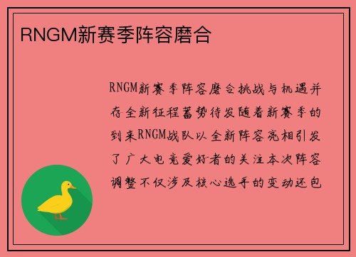 RNGM新赛季阵容磨合